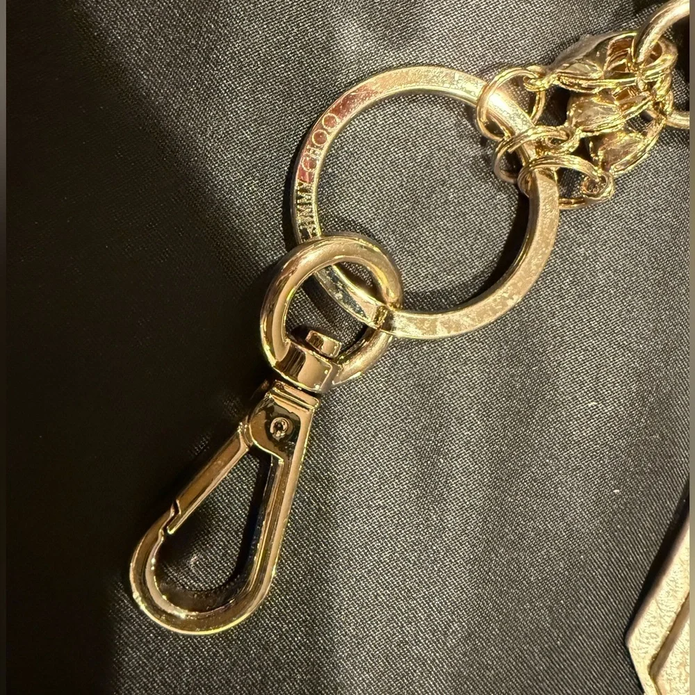 Jimmy Choo Gold Metallic Star Studded Key Holder Wallet with COA